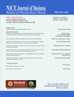 Cover of NICE Journal of Business, Volume 18, Number 1