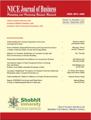 Cover of NICE Journal of Business, Volume 10, Number 1 & 2