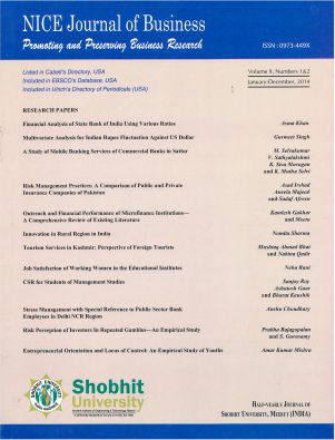 Cover of NICE Journal of Business, Volume 9, Number 1 & 2