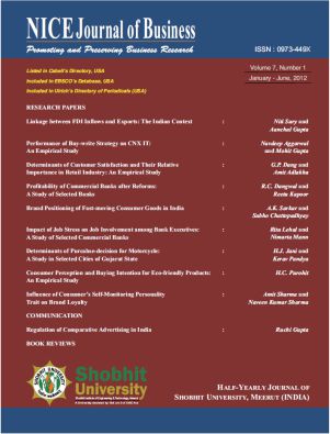 Cover of NICE Journal of Business, Volume 7, Number 1