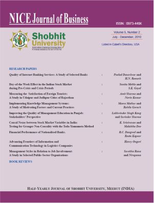 Cover of NICE Journal of Business, Volume 5, Number 2