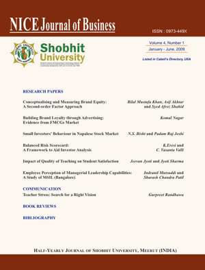 Cover of NICE Journal of Business, Volume 4, Number 1