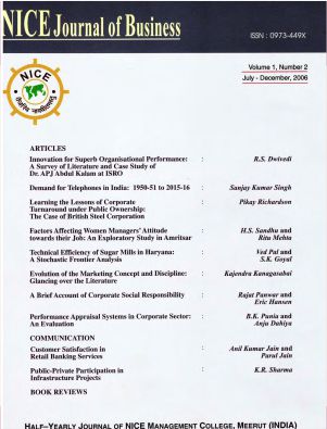 Cover of NICE Journal of Business, Volume 1, Number 2