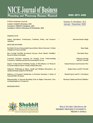 Cover of NICE Journal of Business, Volume 15, Number 1 & 2
