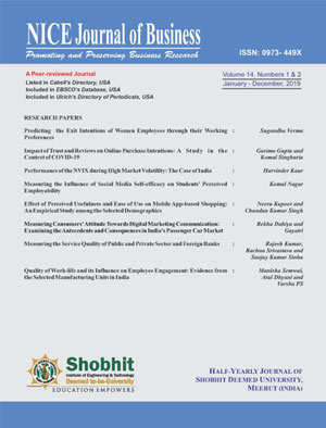 Cover of NICE Journal of Business, Volume 14, Number 1 & 2