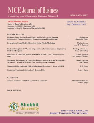 Cover of NICE Journal of Business, Volume 13, Number 2
