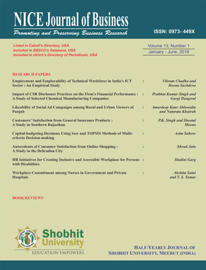 Cover of NICE Journal of Business, Volume 13, Number 1