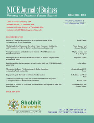 Cover of NICE Journal of Business, Volume 12, Number 2